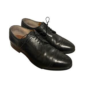 Allen Edmonds 10.5 SANFORD $450 Cap Toe Leather Dress Shoes Brogue Oxfords Black